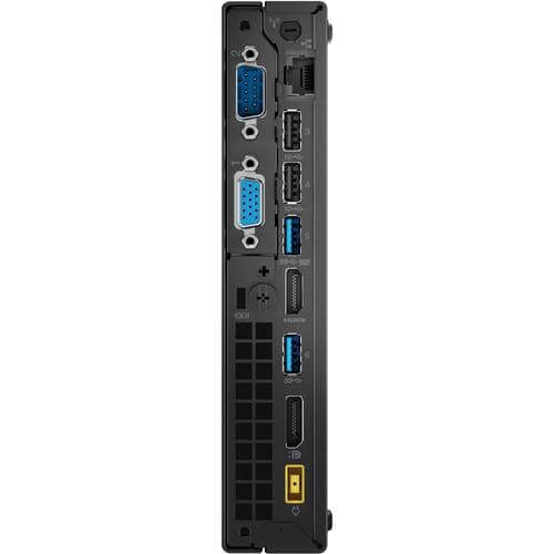 Rückseite: Rückseite des Lenovo ThinkCentre mit USB-, Netzwerk-, Bildschirm-, seriellen und Stromanschlüssen