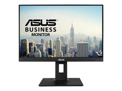 „Schwarzer ASUS Business Monitor mit rechteckigem Standfuß in der Vorderansicht“