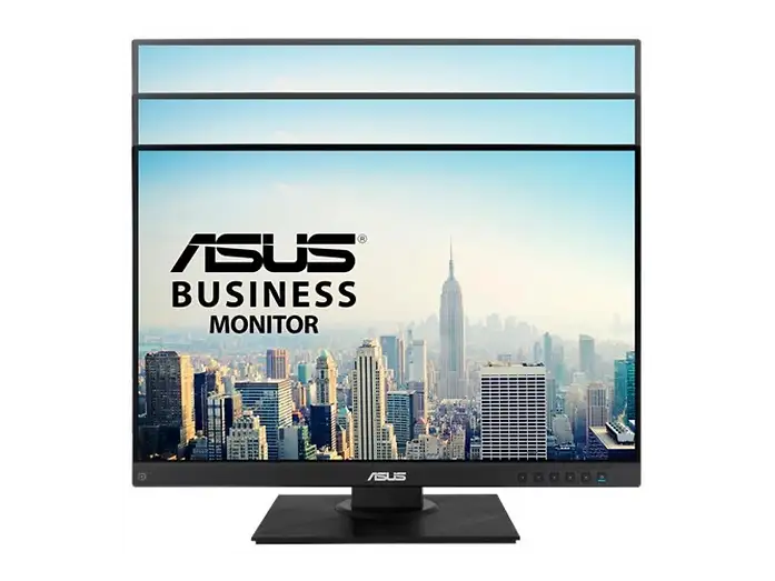  „Schwarzer ASUS Business Monitor in Hochformatposition auf rechteckigem Standfuß“