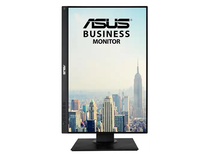  „Schwarzer ASUS Business Monitor in Hochformatposition auf rechteckigem Standfuß“