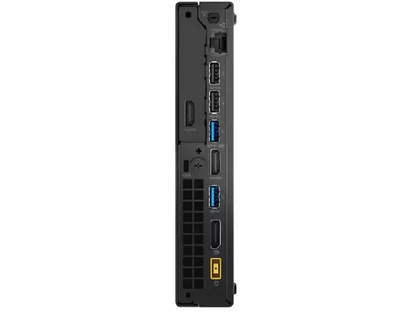 Rückseite: Rückseite des Lenovo ThinkCentre mit USB-, Netzwerk-, Bildschirm- und Stromanschlüssen