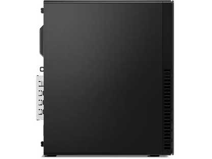  Seitenansicht: Schwarze Gehäuseseite des Lenovo ThinkCentre mit Lüftungsöffnungen am vorderen Rand