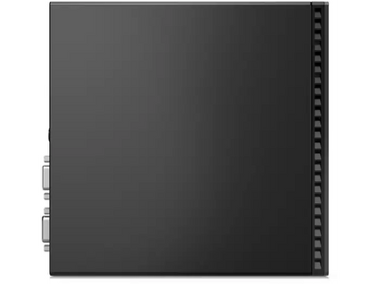 Seitenfläche: Schwarze Gehäuseseite des Lenovo ThinkCentre mit Lüftungsöffnungen am vorderen Rand